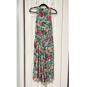 *RARE* All That Jazz Vintage Dress in green and pink floral, Vintage 5/6 (Small)